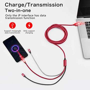 Multi Charging Cable 10Ft 2Pack Multi Fast Charger Cable Braided Universal 3 in 1 Multi Charging Cor...