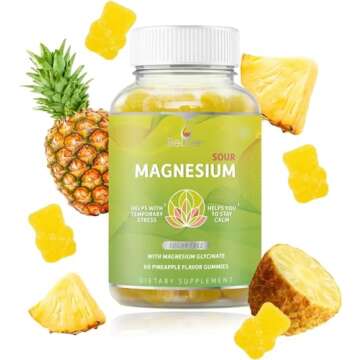 BeLive Magnesium Gummies 200mg - 60 Ct | Magnesium Glycinate Supplements for Relaxation, Stress Relief, and Sleep for Adults & Kids - Tasty and Tangy Pineapple Flavor