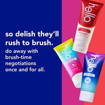 hello Variety (Unicorn, Strawberry, Dragon) Fluoride Kids Toothpaste, Anticavity, Natural Flavors, V...