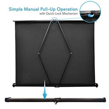 Pyle 50 Inches Projector Screen Portable Floor Standing Fold-Out Roll-Up Tripod Manual, Mobile Movie...