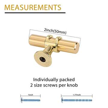 Rergy Cabinet Handles Drawer Pulls and Knobs, 10Pack Gold Single Hole, Kitchen Hardware for Dresser ...