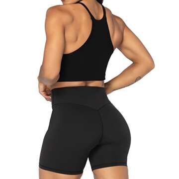 Sunzel High Waist Biker Shorts for Women No Front Seam Soft Yoga Workout Gym Bike Shorts Tummy Control Squat Proof Black