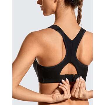 SYROKAN Women's Sports Bra High Impact Front Adjustable Support Lightly Padded Wireless Racerback Wo...