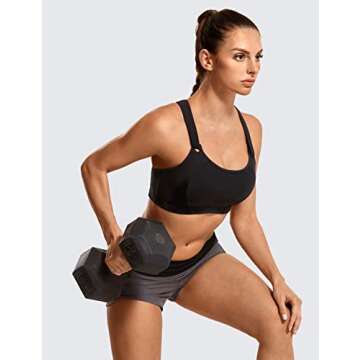 SYROKAN Women's Sports Bra High Impact Front Adjustable Support Lightly Padded Wireless Racerback Workout Running Black_New 38DD