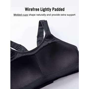 SYROKAN Women's Sports Bra High Impact Front Adjustable Support Lightly Padded Wireless Racerback Workout Running Black_New 38DD