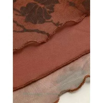 CIDER Women’s Mesh Floral Boho High Wiasted Midi Grunge Skirts: Red, S