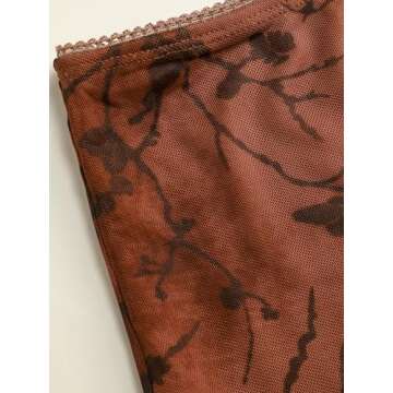 CIDER Women’s Mesh Floral Boho High Wiasted Midi Grunge Skirts: Red, S