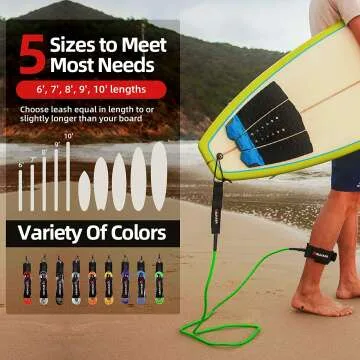 Abahub Surfboard Leash - 6/7/8/9/10 ft Options