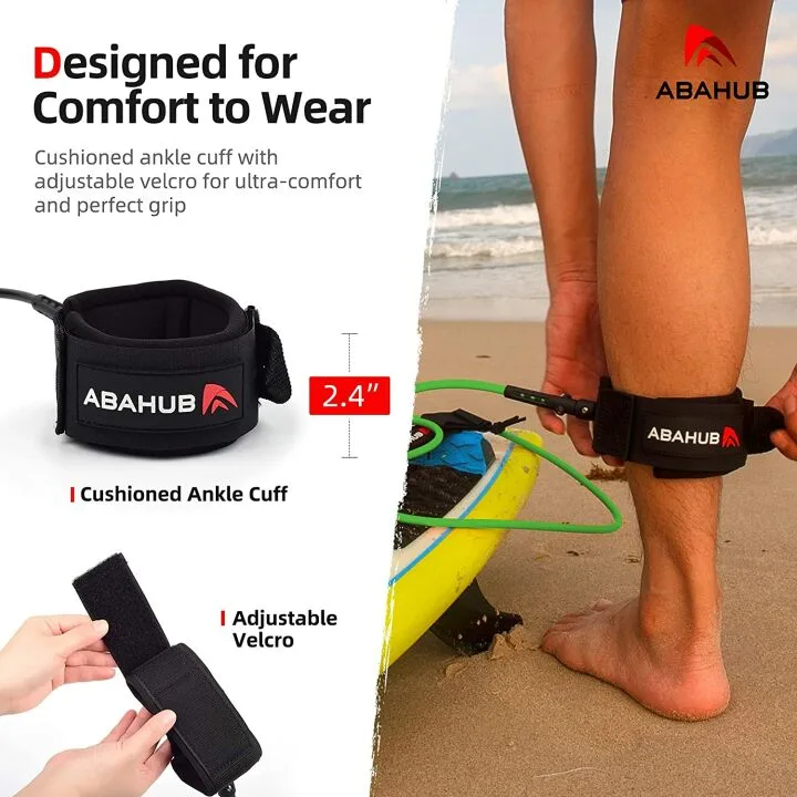 Abahub Surfboard Leash - 6/7/8/9/10 ft Options