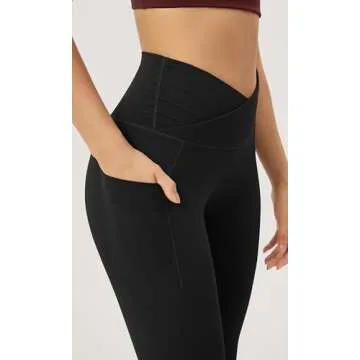 ODODOS Women's Cross Waist Full Length Yoga Leggings