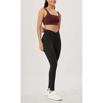 ODODOS Women's Cross Waist Full Length Yoga Leggings