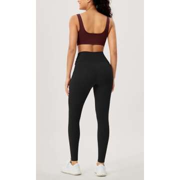 ODODOS Women's Cross Waist Full Length Yoga Leggings