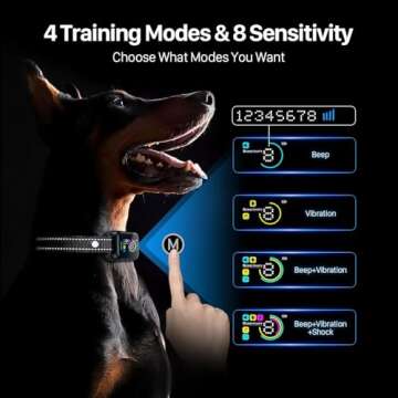 Dog Bark Collar, DINJOO Bark Collar for Large Medium Small Dogs,Smart Bark Collar,Rechargeable Anti Barking Training Collar with 8 Adjustable Sensitivity,Bark Shock Collar with Beep