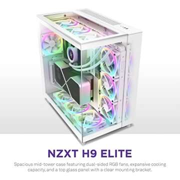 NZXT H9 Elite Dual-Chamber ATX Mid-Tower PC Gaming Case – Includes 3 x 120mm F120 RGB Duo Fans wit...
