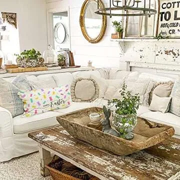 Easter Pillow Cover 12x20 inch Farmhouse Easter Decor for Home Easter Colorful Bunny Rabbit Pillows Decorative Throw Pillows Easter Decorations A531-12