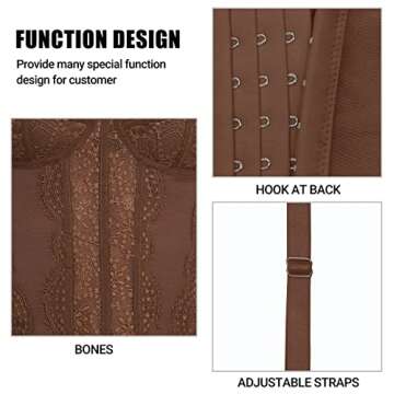 Raxnode Lace Bustier Corset Tops for Women - Sexy Going Out Party Club Top with Buckle