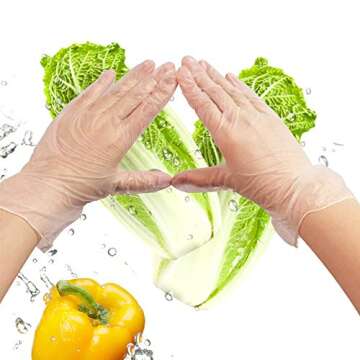 BLAZOR Clear Vinyl Gloves, Powder & Latex Free Disposable Glove, Non Allergy for Industrial, Food Service, Cleaning