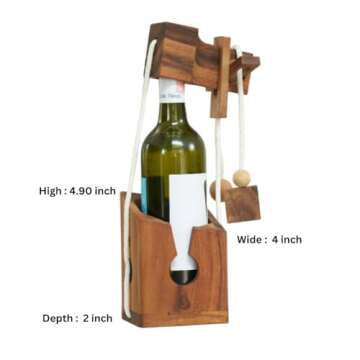 Wine Bottle Lock Puzzle - Wooden Brain Teaser Game for Wine Enthusiasts