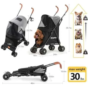 Kenyone Dog Stroller for Small Dogs, Lightweight Pet Stroller for Small Dogs, Premium Portable Compact Travel Dog Stroller for Small and Medium Cats, Dogs, Puppy