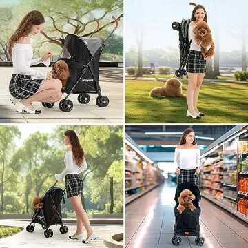 Kenyone Dog Stroller for Small Dogs, Lightweight Pet Stroller for Small Dogs, Premium Portable Compact Travel Dog Stroller for Small and Medium Cats, Dogs, Puppy