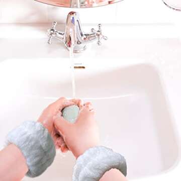 2 Pairs Wrist Washband for Women Washing Face, Wrist Spa Washband Absorbent Wristbands, Prevent Liquids from Spilling Down Your Arms(Pink, White)