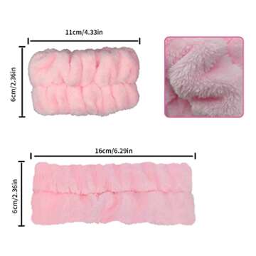 2 Pairs Wrist Washband for Women Washing Face, Wrist Spa Washband Absorbent Wristbands, Prevent Liquids from Spilling Down Your Arms(Pink, White)
