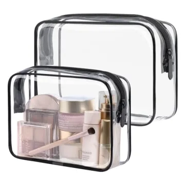 PACKISM TSA Approved Toiletry Bag - Clear Makeup Bags in 2 Size, Durable with Supporting Frame, Perf...