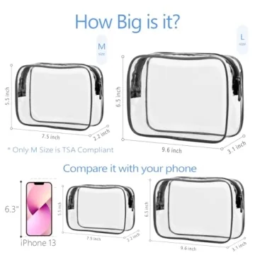 PACKISM TSA Approved Clear Makeup Bag - Durable Toiletry Set