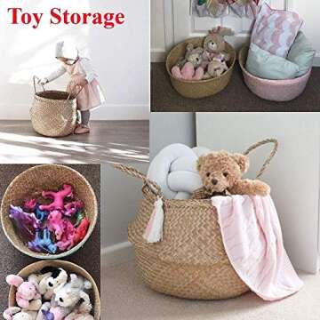 Jason's Brothers Foldable Seagrass Basket for Stylish Storage