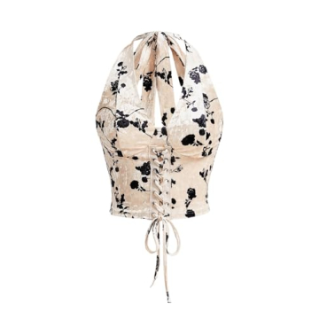 Stylish Verdusa Women's Sleeveless Halter Neck Lace Up Crop Top