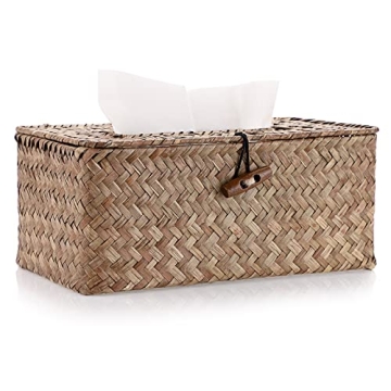 Elegant Seagrass Tissue Box Cover for Home or Office