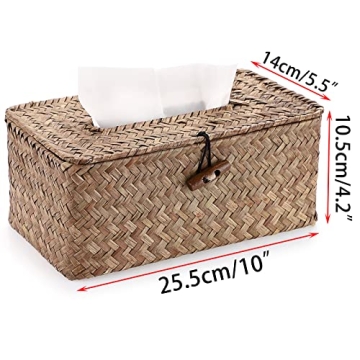 Elegant Seagrass Tissue Box Cover for Home or Office