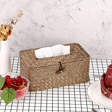 Elegant Seagrass Tissue Box Cover for Home or Office