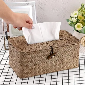 Elegant Seagrass Tissue Box Cover for Home or Office