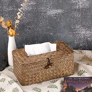 Elegant Seagrass Tissue Box Cover for Home or Office
