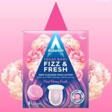 Astonish Foaming Pink Peony Toilet Bowl Cleaner - Deep Cleaning Limescale, Calcium & Rust - No Bottl...