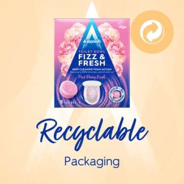 Astonish Foaming Pink Peony Toilet Bowl Cleaner - Deep Cleaning Limescale, Calcium & Rust - No Bottle, Removes Hard Stains - Box of 8 Tablets