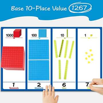 Torlam 131 PCS Base Ten Blocks for Math - Place Value Blocks, Plastic Base 10 Math Manipulatives 1st...