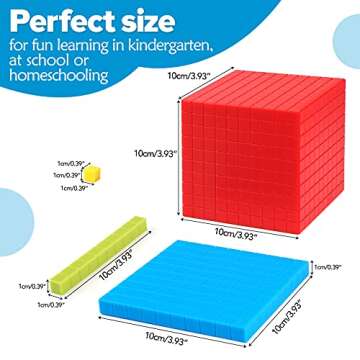 Torlam 131 PCS Base Ten Blocks for Math - Place Value Blocks, Plastic Base 10 Math Manipulatives 1st Grade, Math Counters, Math Cubes, Counting Cubes for Kids Math