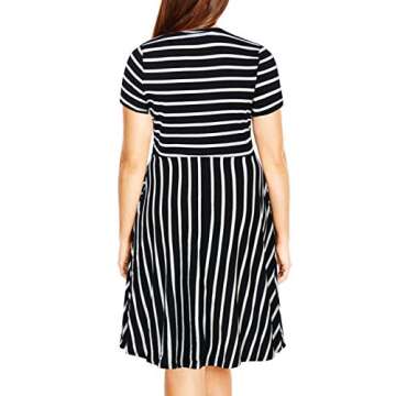 Nemidor Women's Round Neck Summer Casual Plus Size Fit and Flare Midi Dress with Pocket NEM169 (18,B...