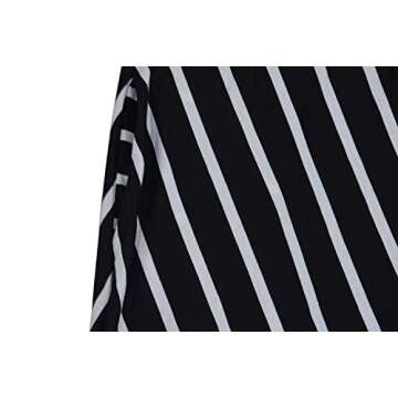 Nemidor Women's Round Neck Summer Casual Plus Size Fit and Flare Midi Dress with Pocket NEM169 (18,Black Stripe)