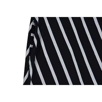 Nemidor Women's Round Neck Summer Casual Plus Size Fit and Flare Midi Dress with Pocket NEM169 (18,Black Stripe)