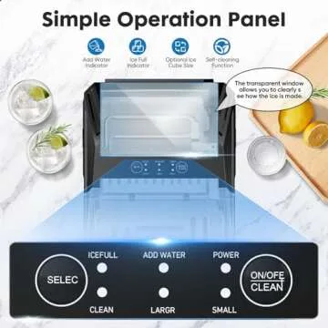 DUMOS Compact Ice Maker for Countertops, Portable Ice Machine with Self-Cleaning Feature, Ready in 6 Minutes with 9 Ice Cubes, 26lbs of Ice in 24 Hours, 2 Sizes of Bullet Ice, Bright Black