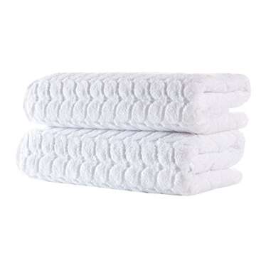BAGNO MILANO 100% Turkish Cotton Jacquard Luxury Towel Set – Quick Dry Non-GMO Ultra-Soft, Plush and Absorbent Luxury Durable Turkish Towels Set (White, 4 Pcs Hand Towel Set)