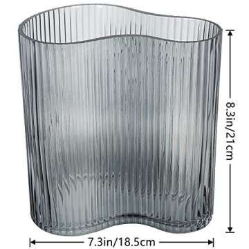 MOLIMAO Glass Vase for Centerpieces,Modern Large Vase for Flowers,Footprint Shape Striped Bottle for...