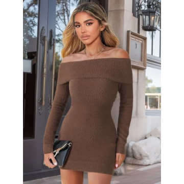Stylish Off The Shoulder Sweater Dress for Women