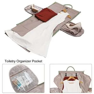 Modoker Women Convertible Leather Garment Bag with Shoulder Strap, PU Leather Garment Duffel Bag Car...