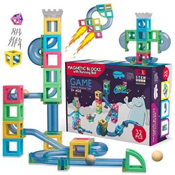 Hippococo Magnetic 3D Building Blocks with Marble Run Game: New Innovative STEM Educational Toy for ...