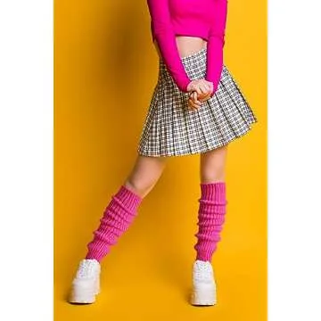 Trendy Hot Pink Leg Warmers for 80s Party & Fashion