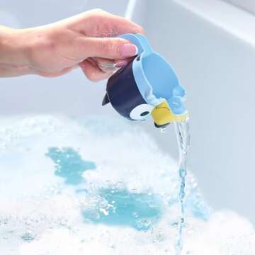 TOMY Toomies Bluey Bath Toys - Bluey's Family Pourers - Water Pouring Bluey Figures Including Chilli, Bandit, Bingo, and Bluey - Nesting and Stacking Cups for Bath Time - Ages 18 Months and Up